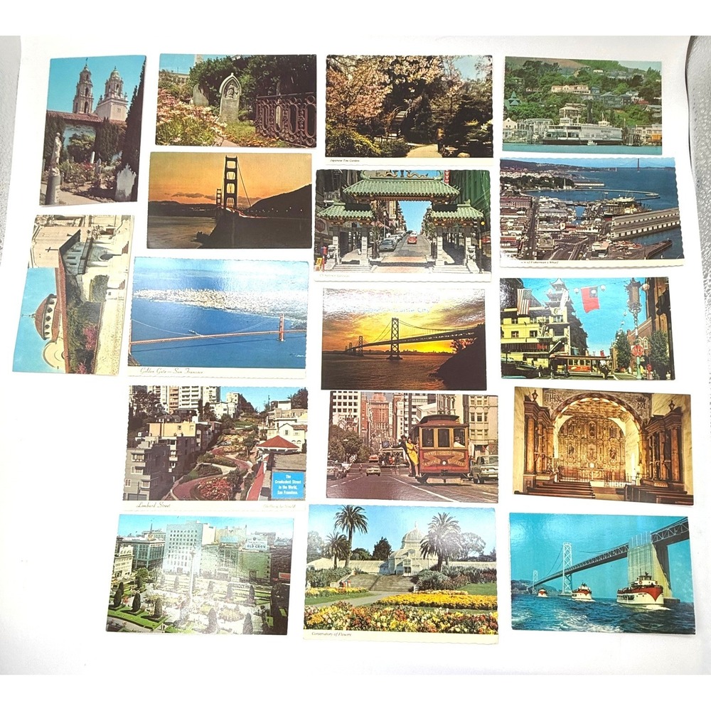 Vintage San Francisco Postcard Lot 15 Golden Gate Lombard St Cable Car Unposted